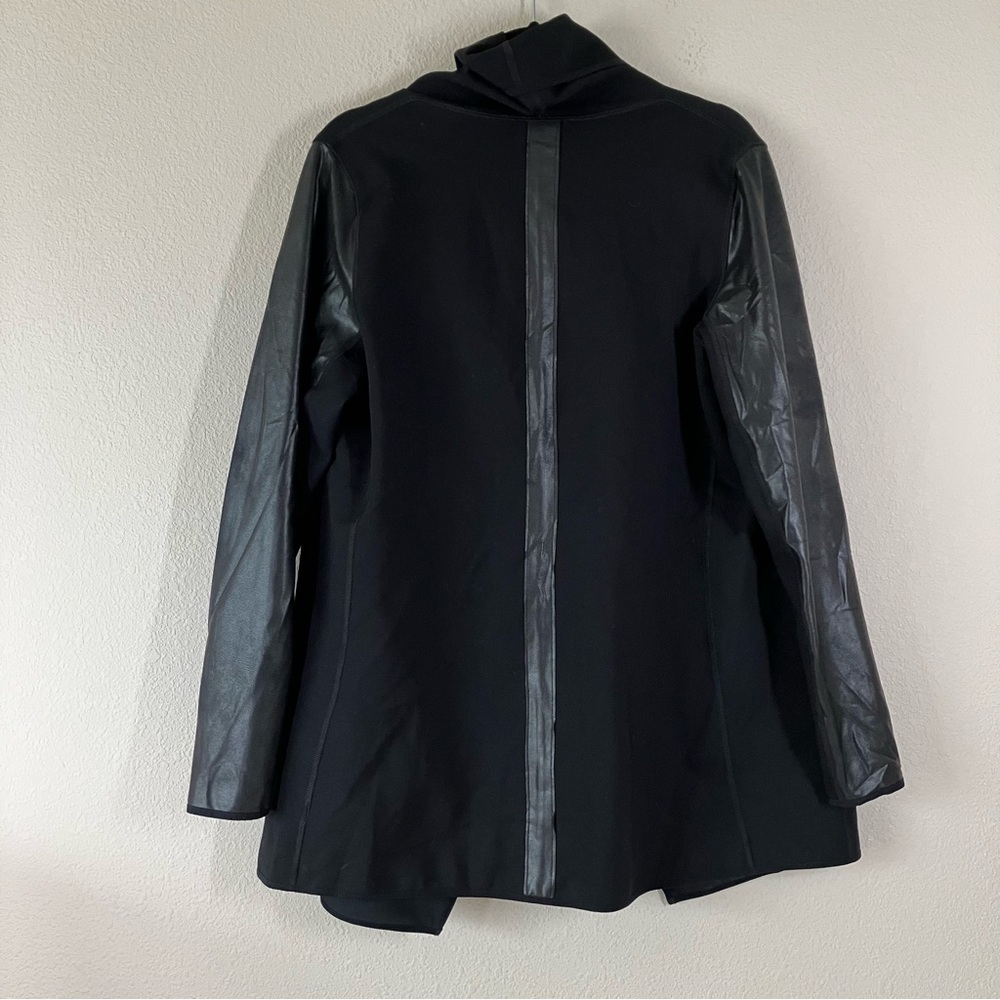 SPANX Drape Front Jacket L Black Ponte Career Minimalist Travel Edgy Streetwear - Picture 15 of 16
